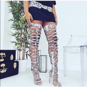 Simmi London Snake Thigh High Heels